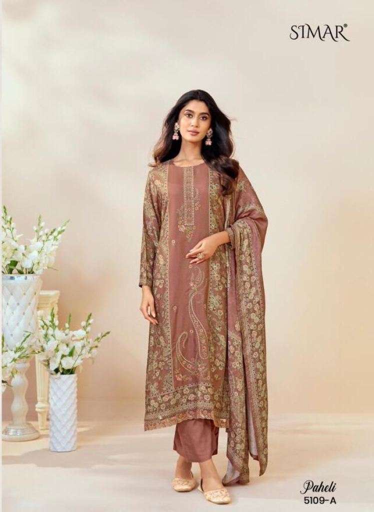 Glossy Simar Paheli Digital Print Embroidery Salwar Kameez