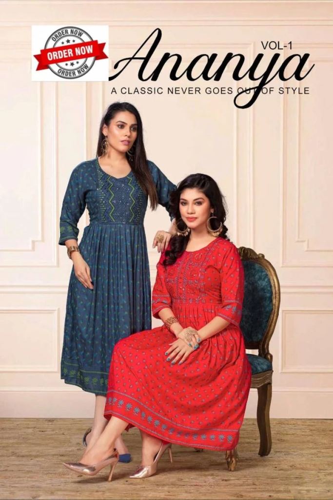 Golden Ananya Vol 1 New Beautiful Color  Rayon Sequense Embroidered Kurti 