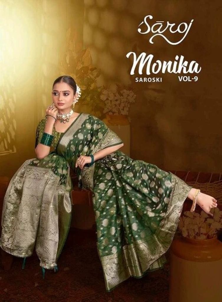 Gorgeous Designer Saroj Monika Saroski Vol 9 Organza Silk Saree Collection 