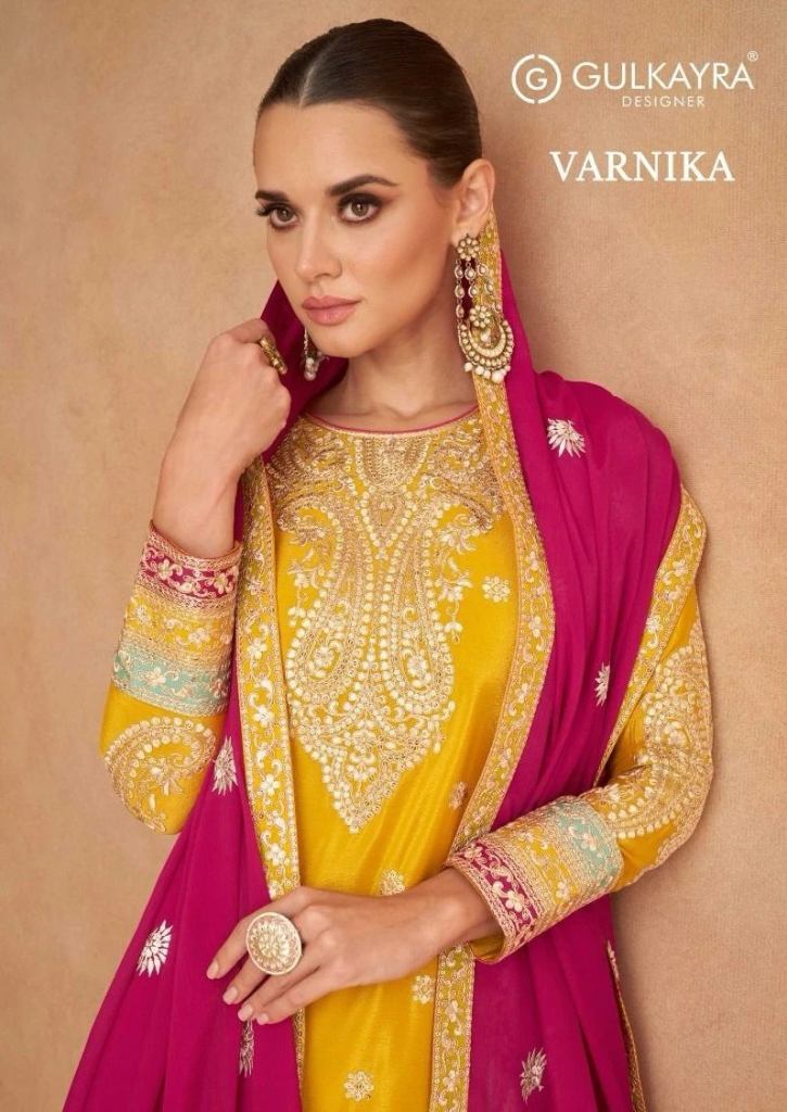 Gorgeous Gulkayra Varnika Designer Real Chinon Salwar Suits Material 