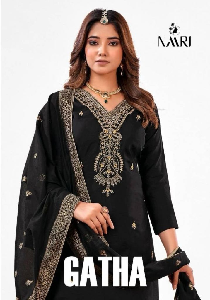 Gorgeous Naari Gatha Beautiful Roman Silk Designer Salwar Kameez Material 