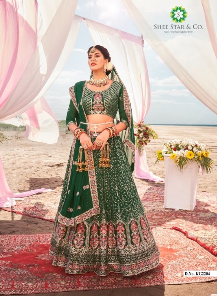 GreenThread Sequence Worked Georgette Bridal Lehenga Choli with