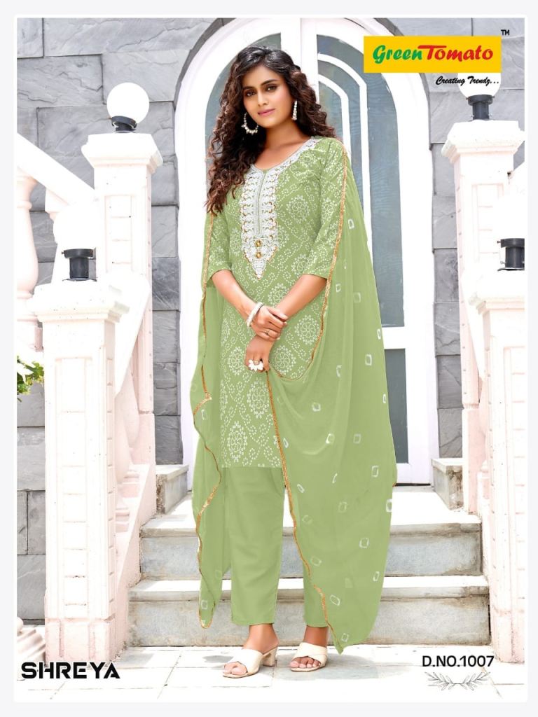 Green Tomato Shreya Kurti Bottom With Dupatta