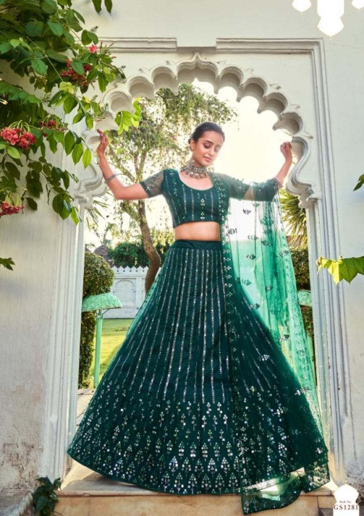  Green soft Net Sequence Embroidery attractive  Lehenga Choli with Fancy dupatta 