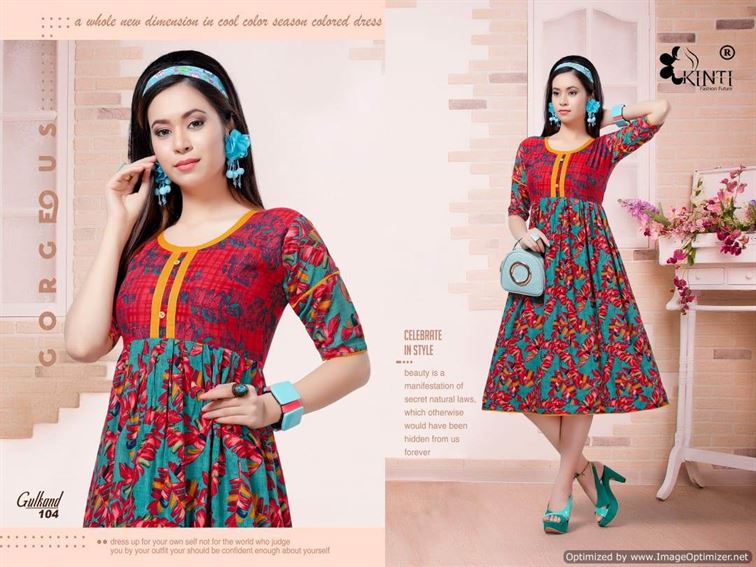 Hirwa Kvisha Cotton Jaipuri Prints Fancy Short Frock Style Kurtis