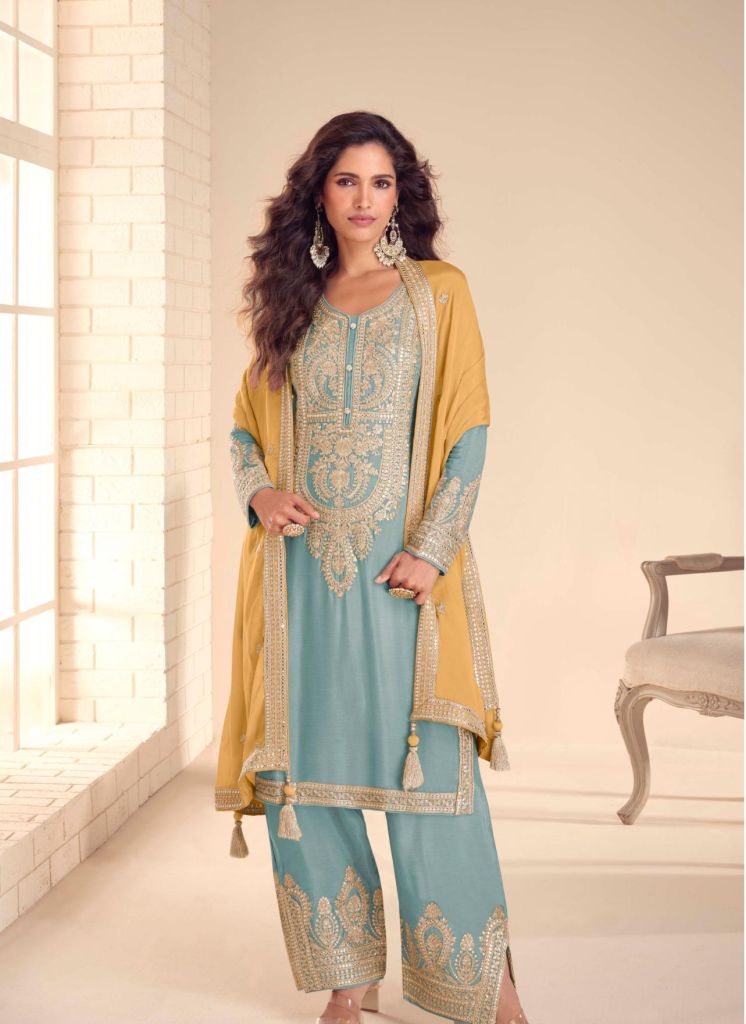 Gulkayra Sadika  Embroidery Work Top Bottom And Dupatta