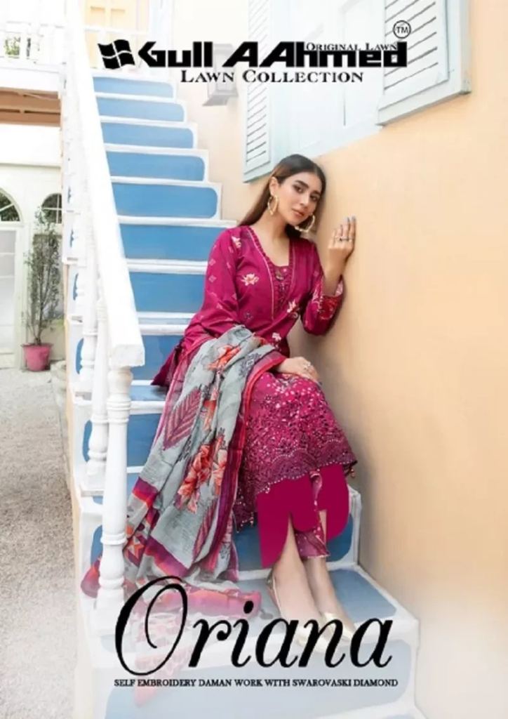 Gull A Ahmed Oriana Vol 1 Lawn Cotton Embroider Dress Material  
