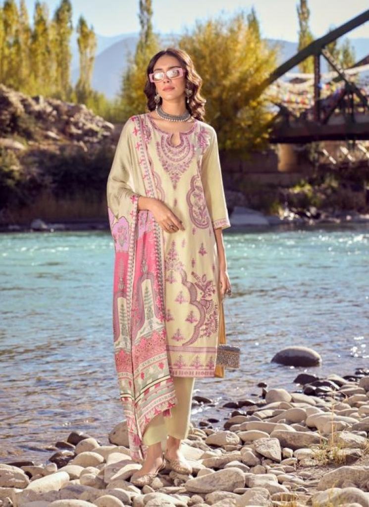 Gull Jee Rezam Winter Wear Viscose Pashmina Embroidery Dress Materials