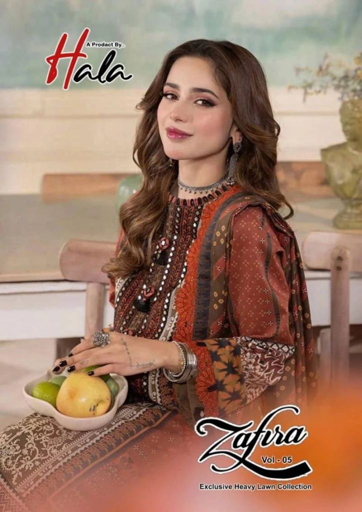 Hala Zafira Vol 5 Exclusive Heavy Lawn Pakistani style Dress Material Collection