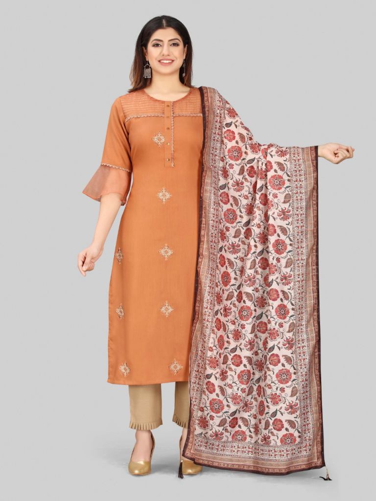 Heeposh  HPSKSD-82  Fancy Wear Viscose Silk Readymade Top Bottom with Dupatta 