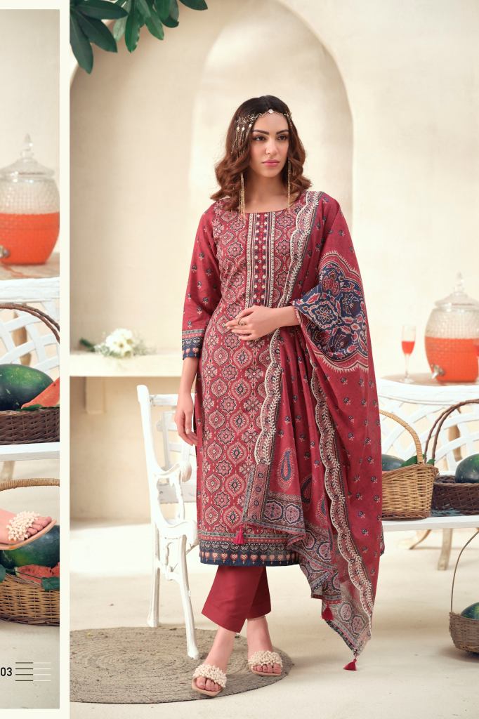 Hermitage Ajrakh Vol 1 Prints Embroidered Dress Material