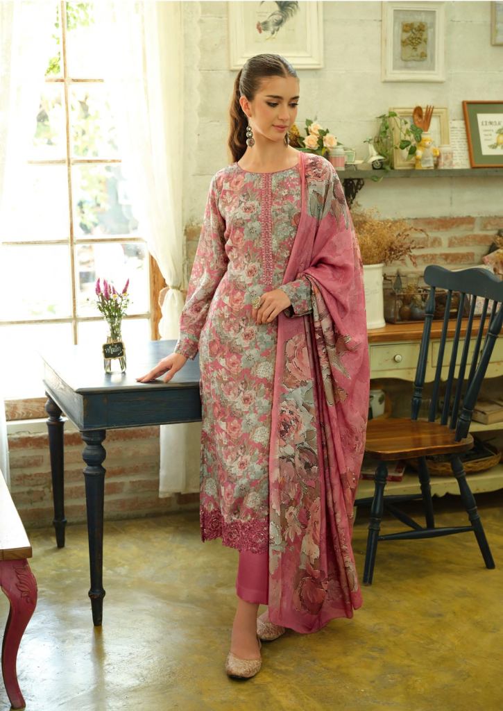 Hermitage Paasha Digital Print With Embroidered Dress Material