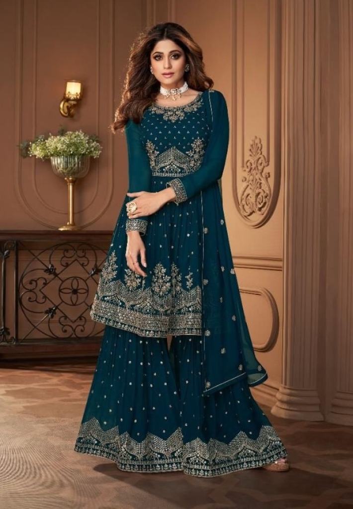 Heroine Gold 8696 Georgette Embroidery Salwar Kameez Collection