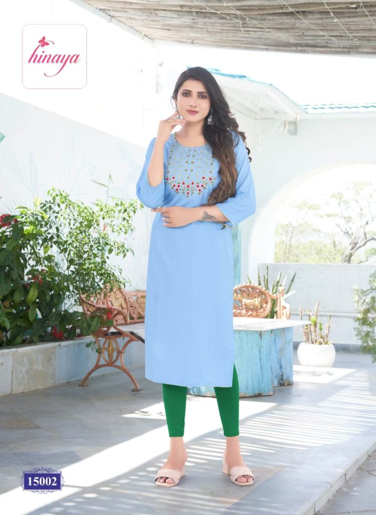 Hinaya Kareena Vol 15 Rayon Embroidered Kurtis collection 