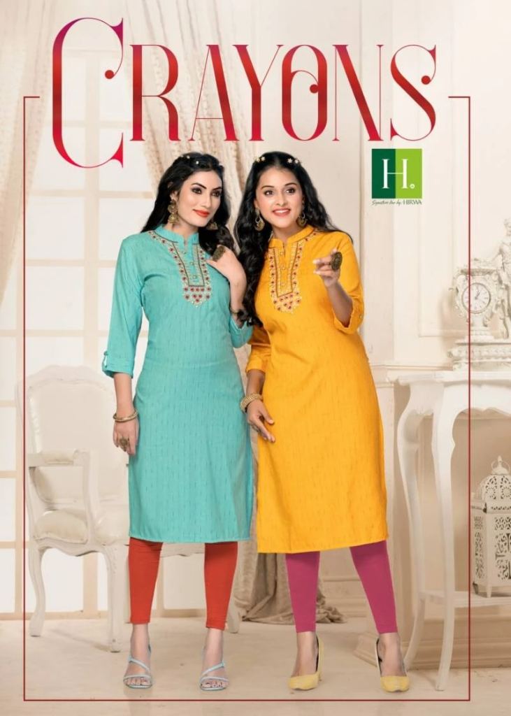 Hirwa Crayons Casual Wear Rayon Kurti