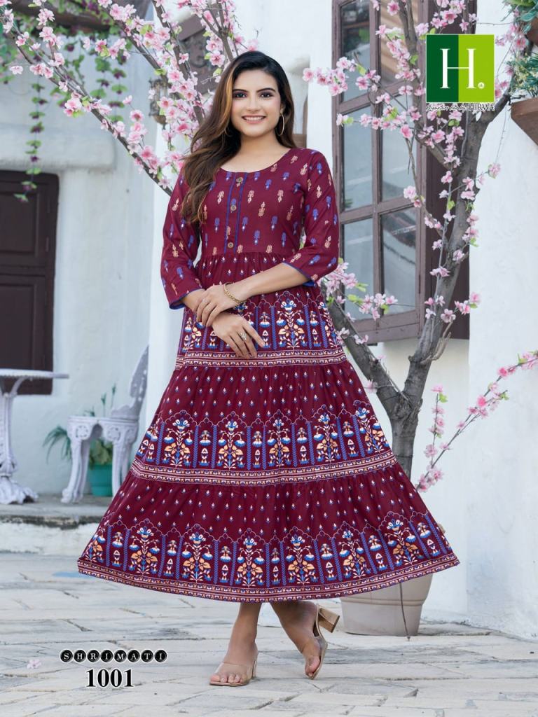 Hirwa Shrimati Designer Anarkali Kurti Collection