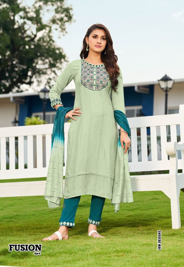 Ikw Fusion Vol 4 Designer Kurti With Bottom Dupatta Collection