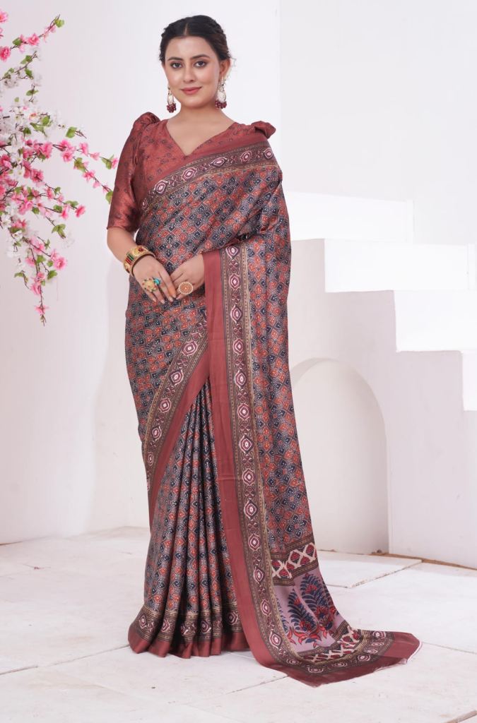 Indigo Japan Crepe Saree 