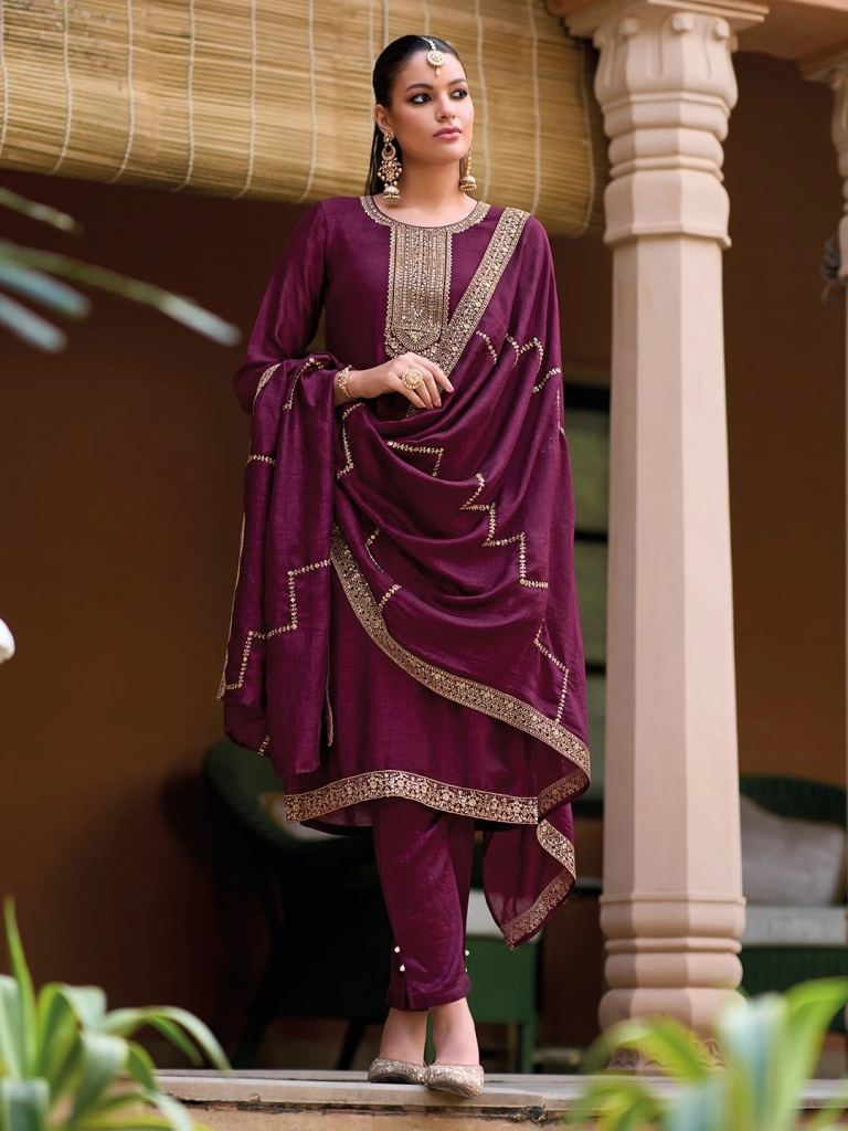 Indo Era 2368 Embroidered Straight Kurta With Trousers And Dupatta