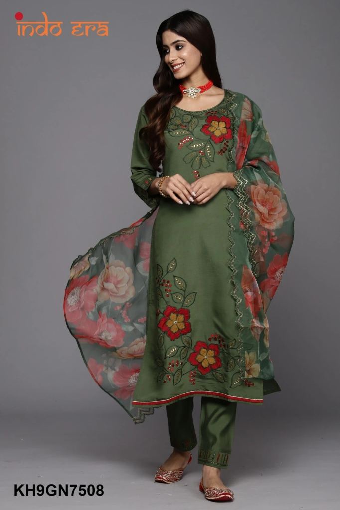 Indo Era 2416 Silk Kurta With Trousers And Dupatta