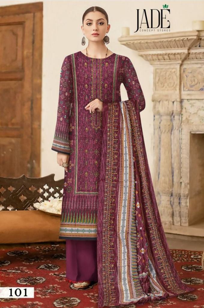 Jade Bin Saeed Heavy Cotton Luxury Collection Casual Wear Karachi Dress Material