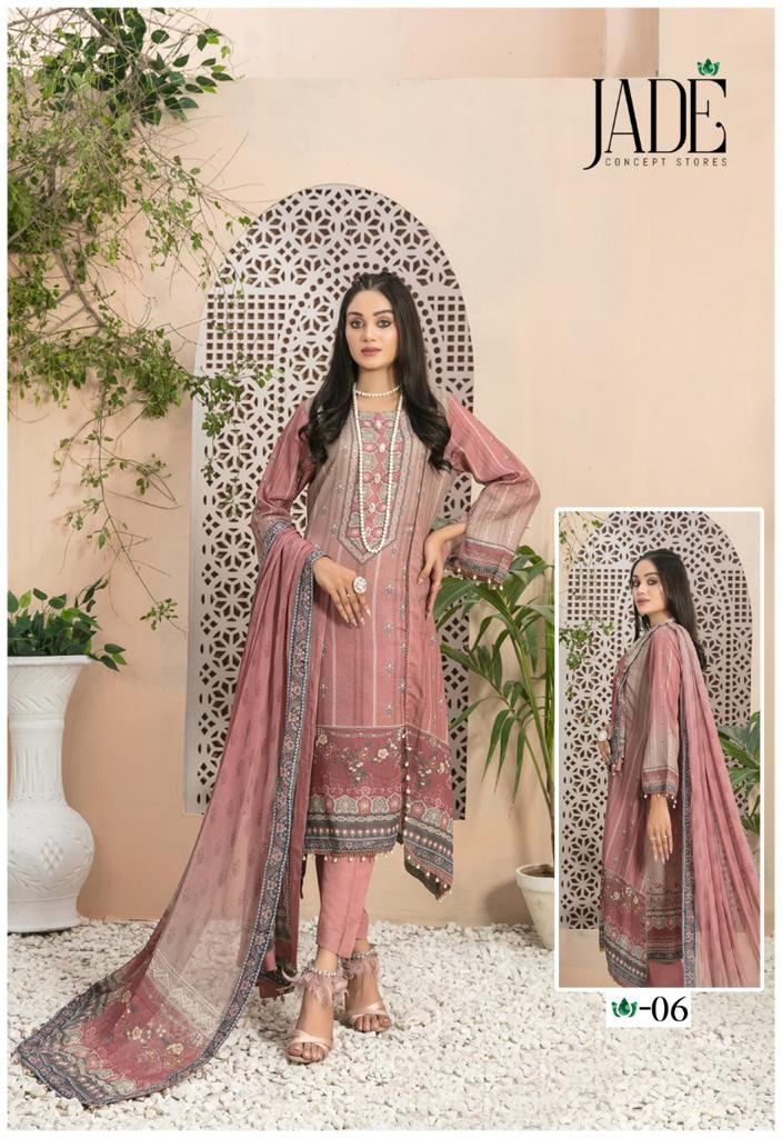 Jade Heza Azrin Karachi Heavy Luxury Lawn cotton printed  Dress Material