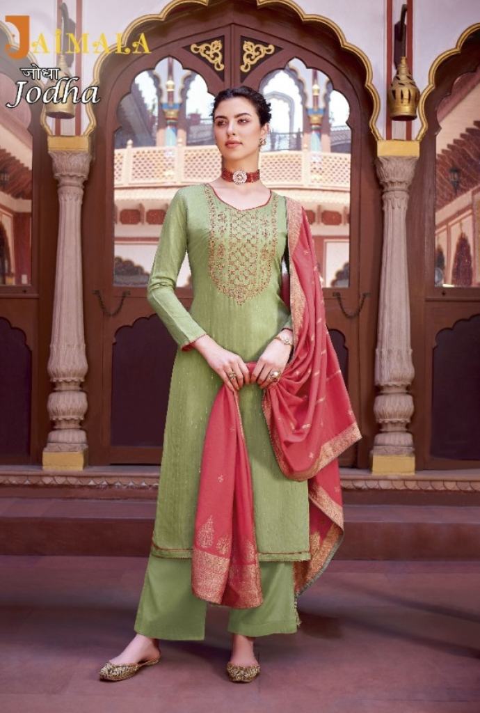 Jaimala Jodha Catalog Stylish Ethnic Wear Pure Muslin Embroidery Unstitched Dress Materials 