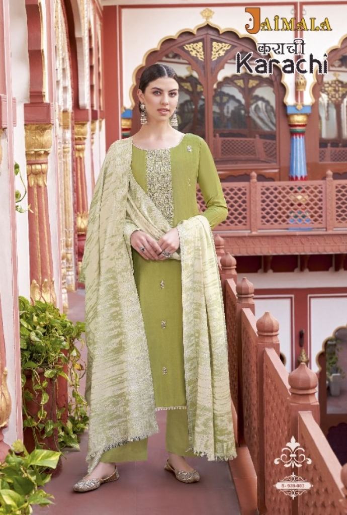 Jaimala Karachi Catalog Festive  Wear Pure Jam Cotton Women Dress Materials 