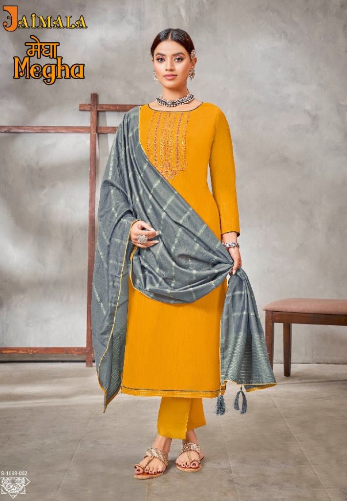 Jaimala Megha Silk Fancy Embroidery Dress Material catalog 
