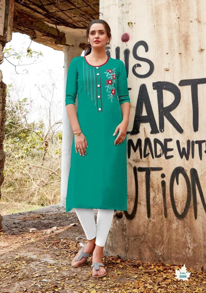 Jinesh Nx Candy vol 2 Rayon slub with hand work  casual wear Kurti