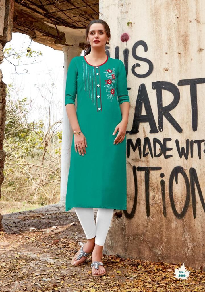 Jinesh Nx Candy vol 2 Rayon slub with hand work  casual wear Kurti