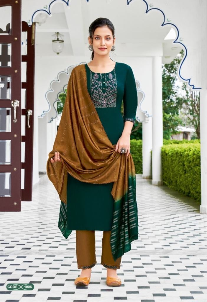 Jinesh Nx Nazrana Fancy Kurti With Bottom Dupatta Collection