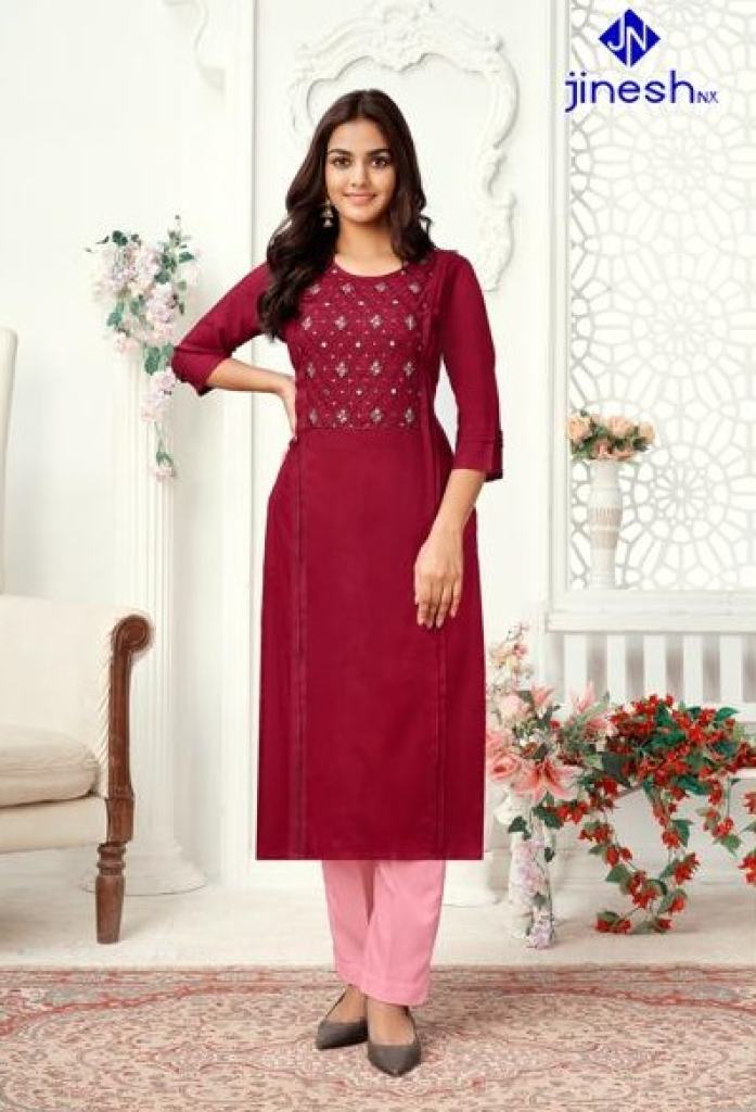 Jinesh Nx Zarina Viscose Slub Designer Kurtis Catalog