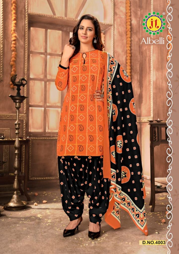  Jt Albelli  vol 4 Regular Wear Cotton Bandhani Printed Dress Material 