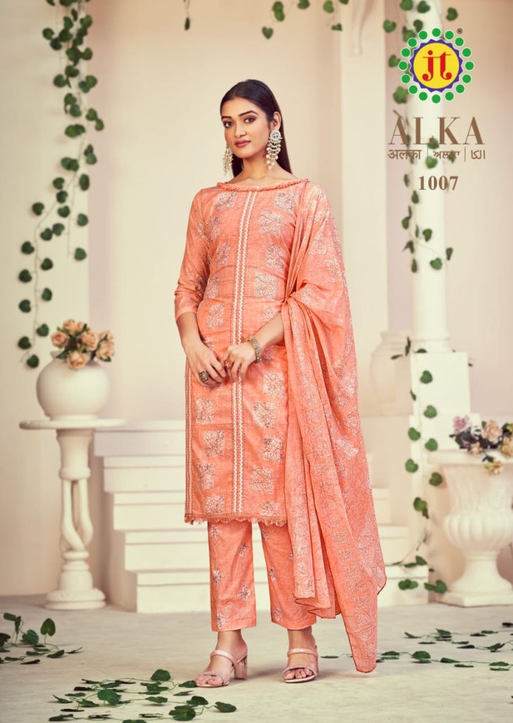Jt Alka Regular Wear Lawn Cotton Printed Dress Material Collection