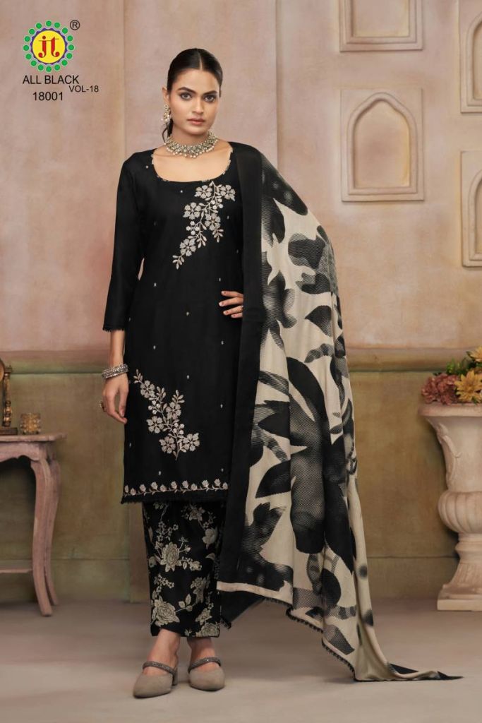 Jt All Black Vol 18 Rayon Dress Material