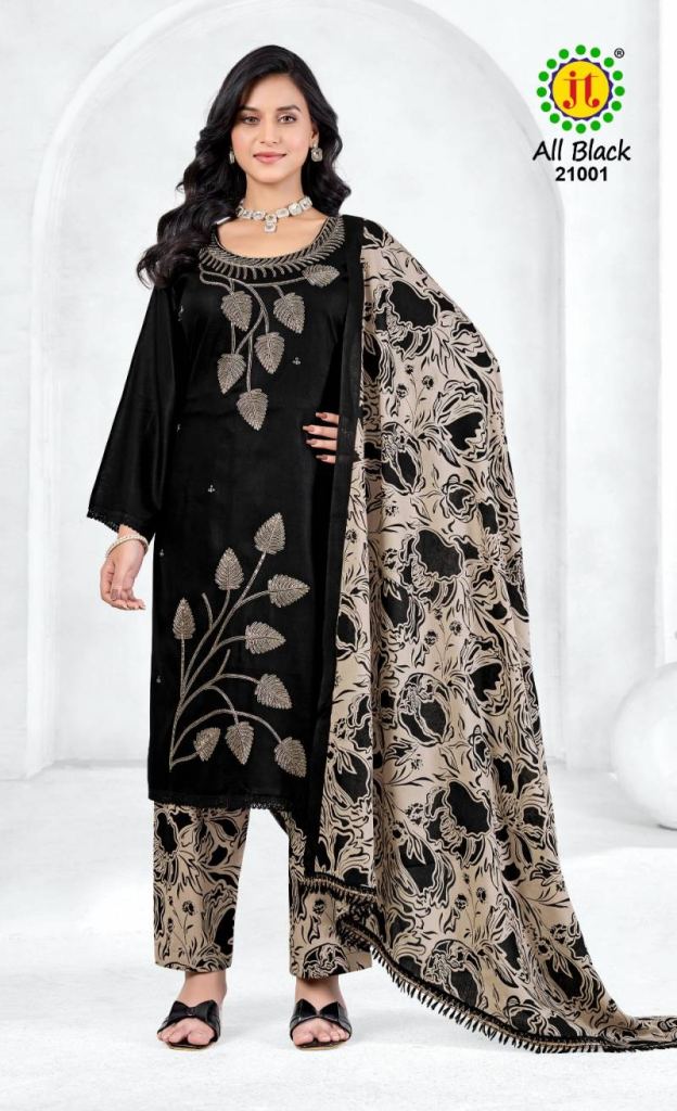 Jt All Black Vol 21 Rayon Dress Material