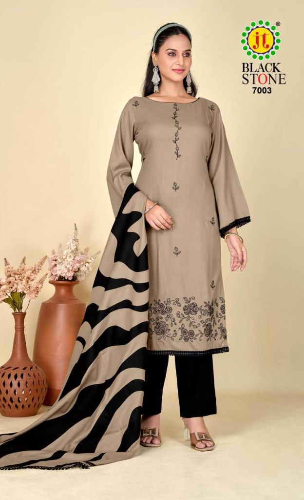 Jt Black Stone Vol 7 Rayon Dress Material