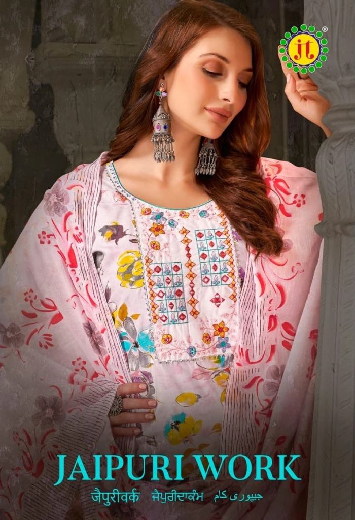 Jt Jaipuri Work Rayon Embroidery Dress Material Collection