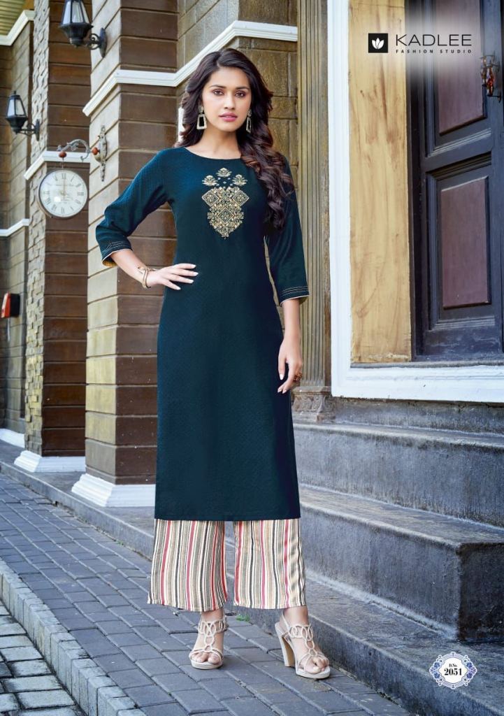 Kadlee Pankh Vol 7 Heavy Rayon  Handwork Designer Kurti With Bottom