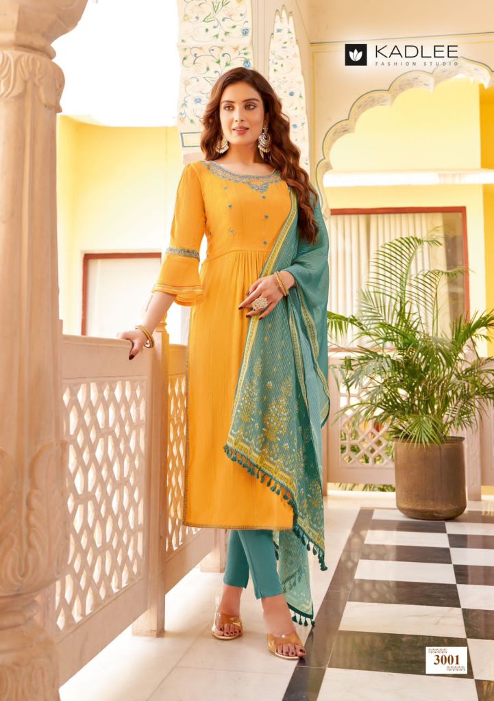 Kadlee Sangam Ethnic Wear Rayon Weaving Kurti Bottom With Dupatta Collection