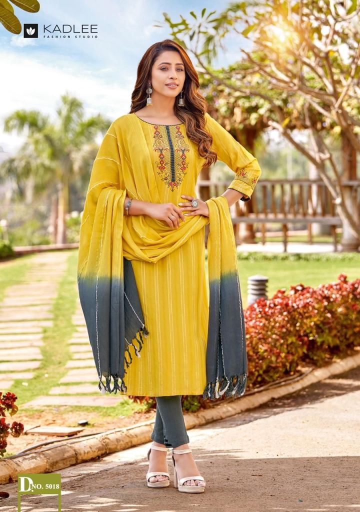 Kadlee Shanaya vol 3 Rayon Handwork Fancy Ready Made Kurti Bottom with Dupatta