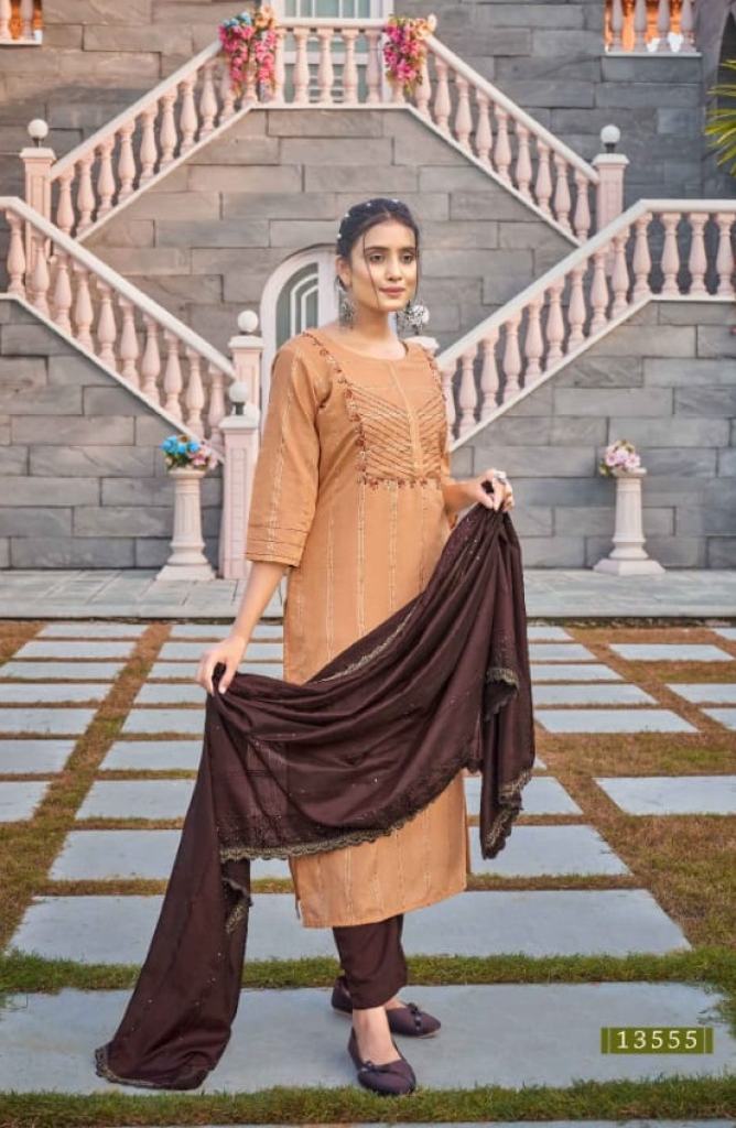 Kalaroop Gloster Designer Wear Kurtis Pant With Dupatta Collection