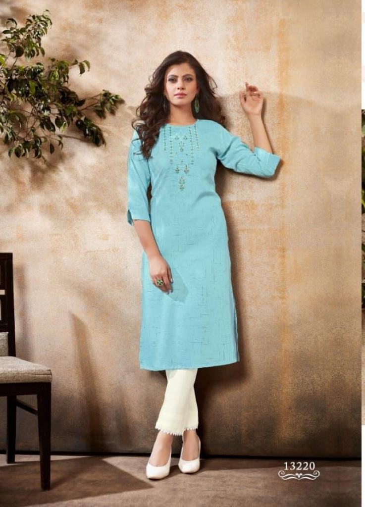 Kalaroop Jersey Rayon Embroidery  Designer Kurti 