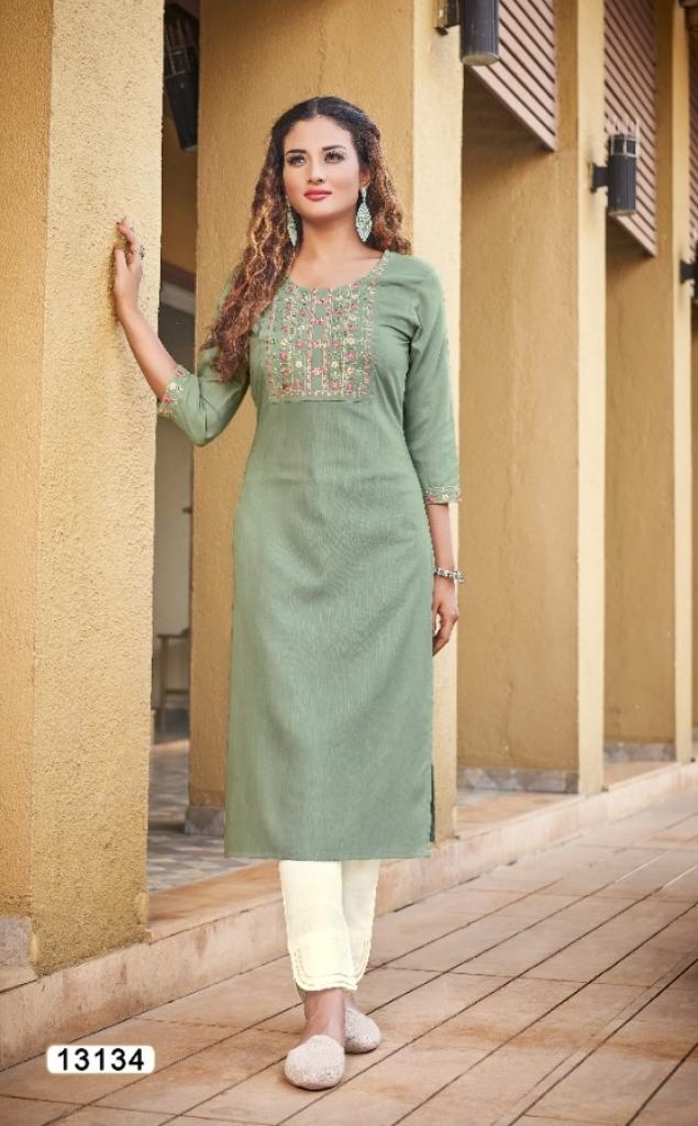 Kalaroop Liza Catalog Casual Wear Rayon Embroidery Kurtis