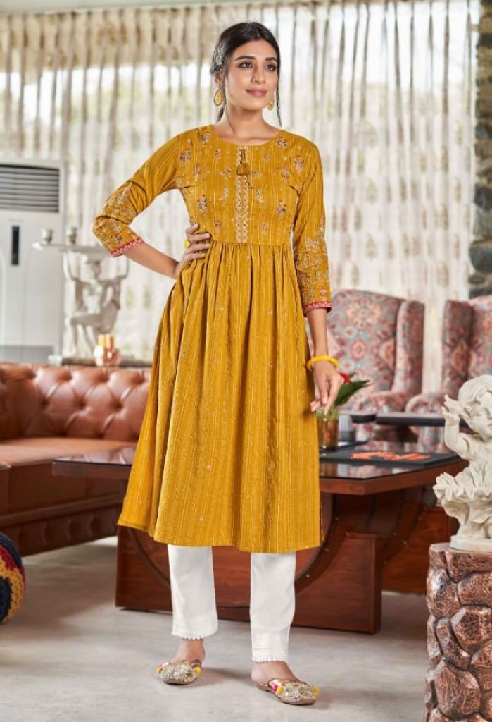 Kalaroop Mishti  Rayon Embroidery Fancy Kurti Collection