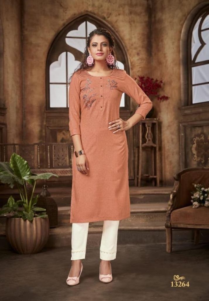 Kalaroop Nfinite Rayon Fancy khatli work Designer Kurti Collection