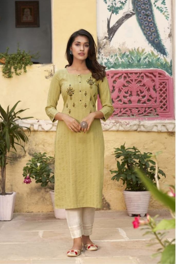 Kalaroop Pahal Catalog Fancy Wear Silk Handwork Kurtis