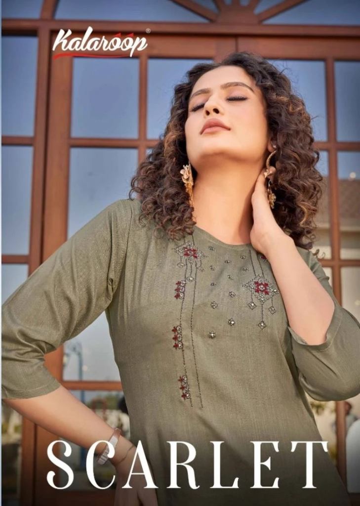 Kalaroop Scarlet  Rayon Embroidery Casual Wear Kurti Collection 