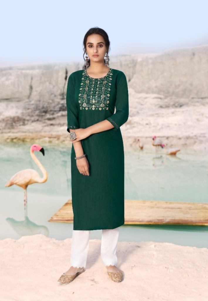 Kalaroop Shahi casual wear Rayon Kurtis with Embroidery Work catalog 